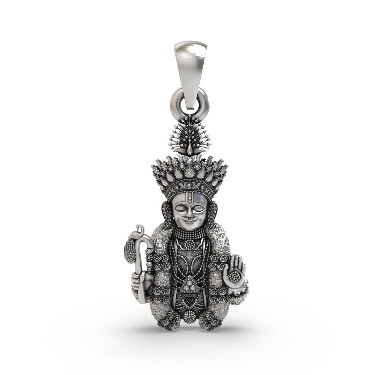 Silver Hari krishna Maharaj Pendant