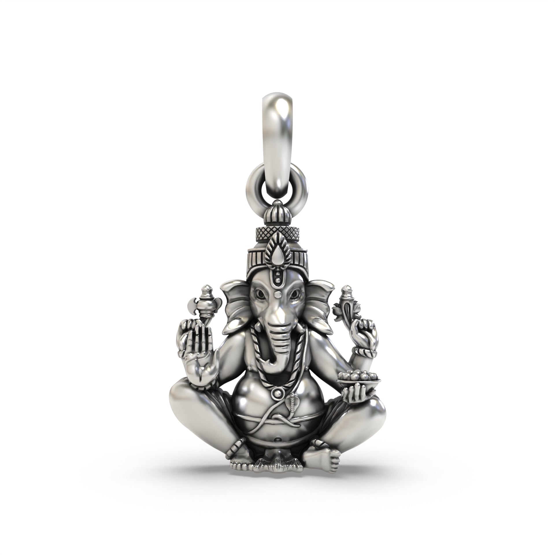 Small Sitting Ganesha Silver Pendant