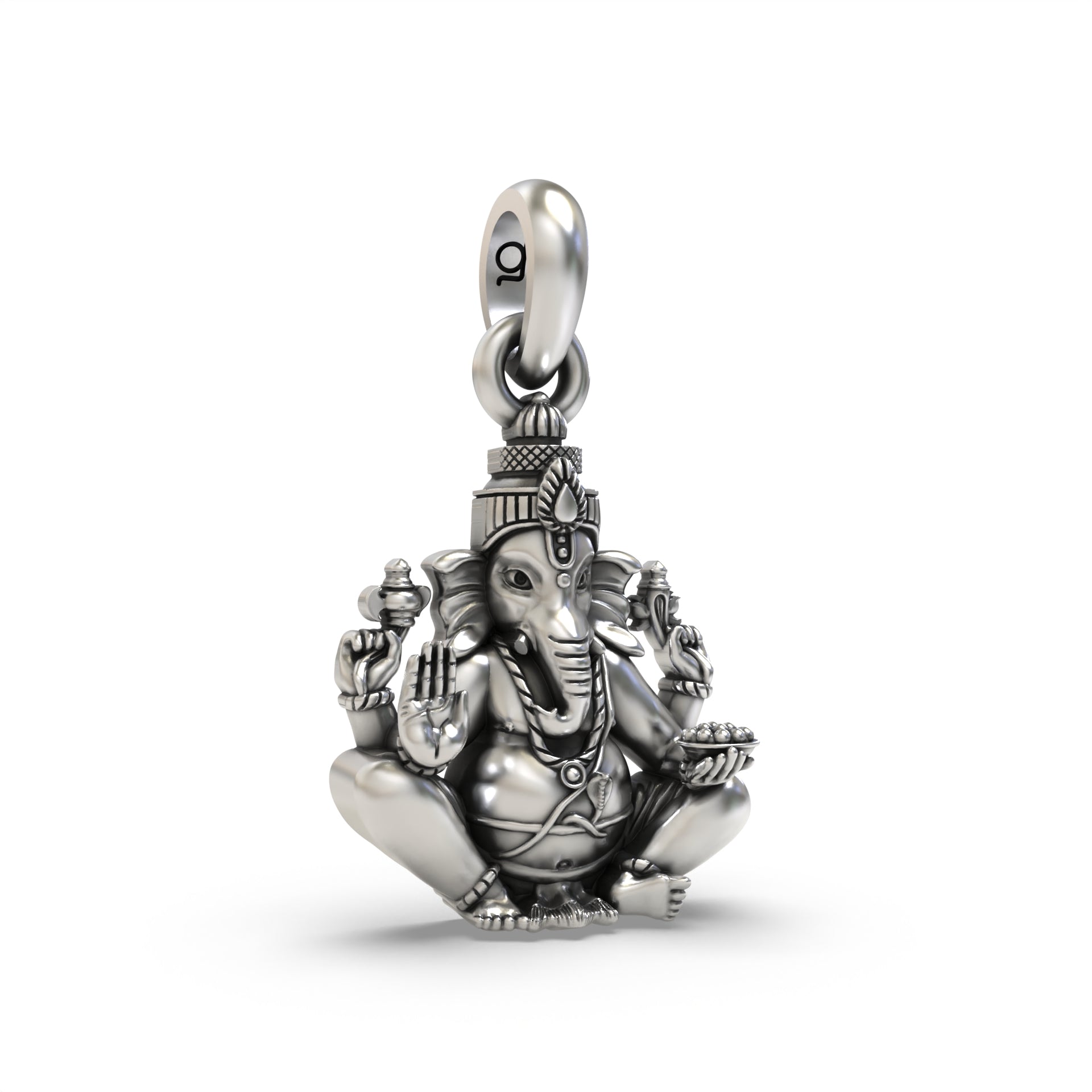 Small Sitting Ganesha Silver Pendant