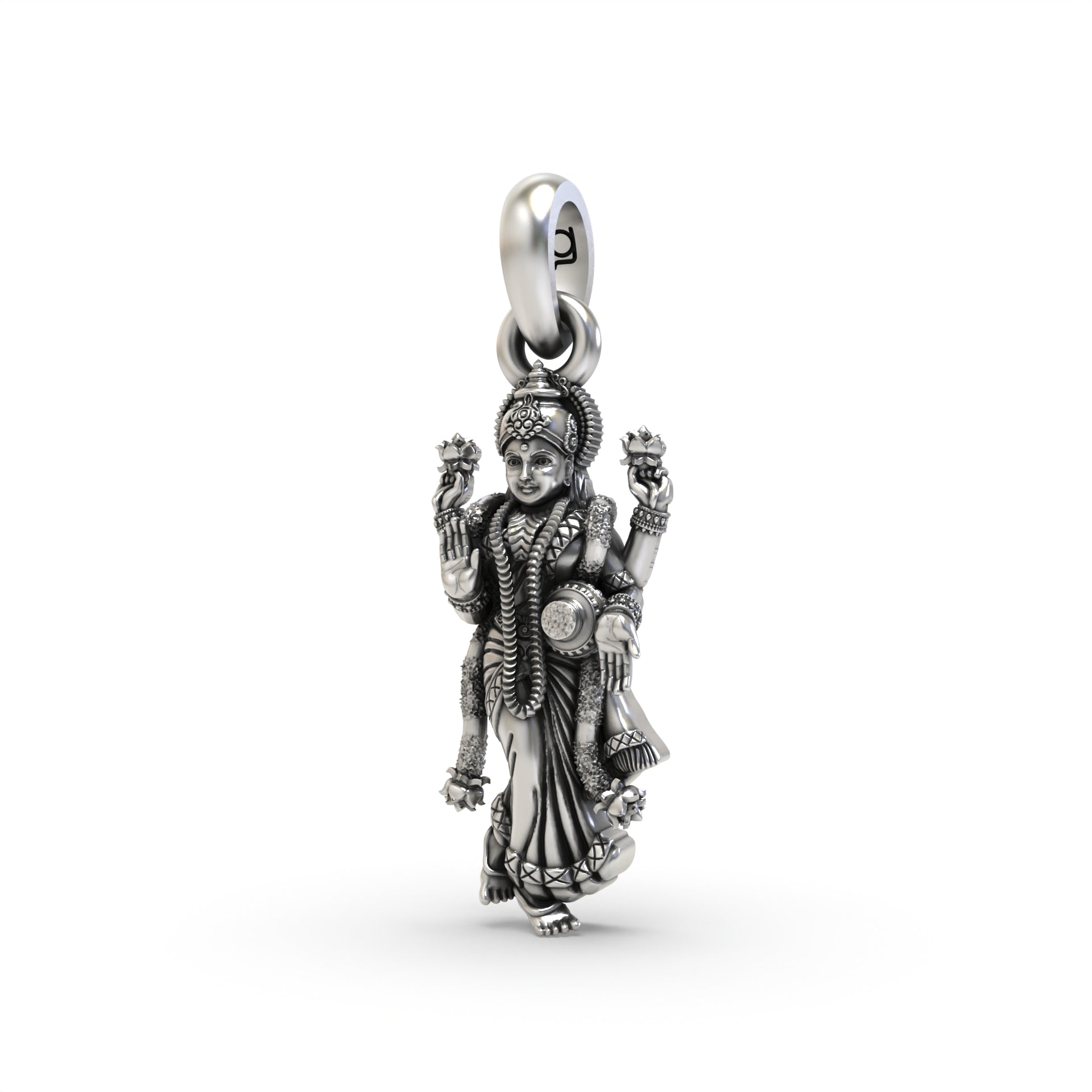 Silver Standing Lakshmi Pendant