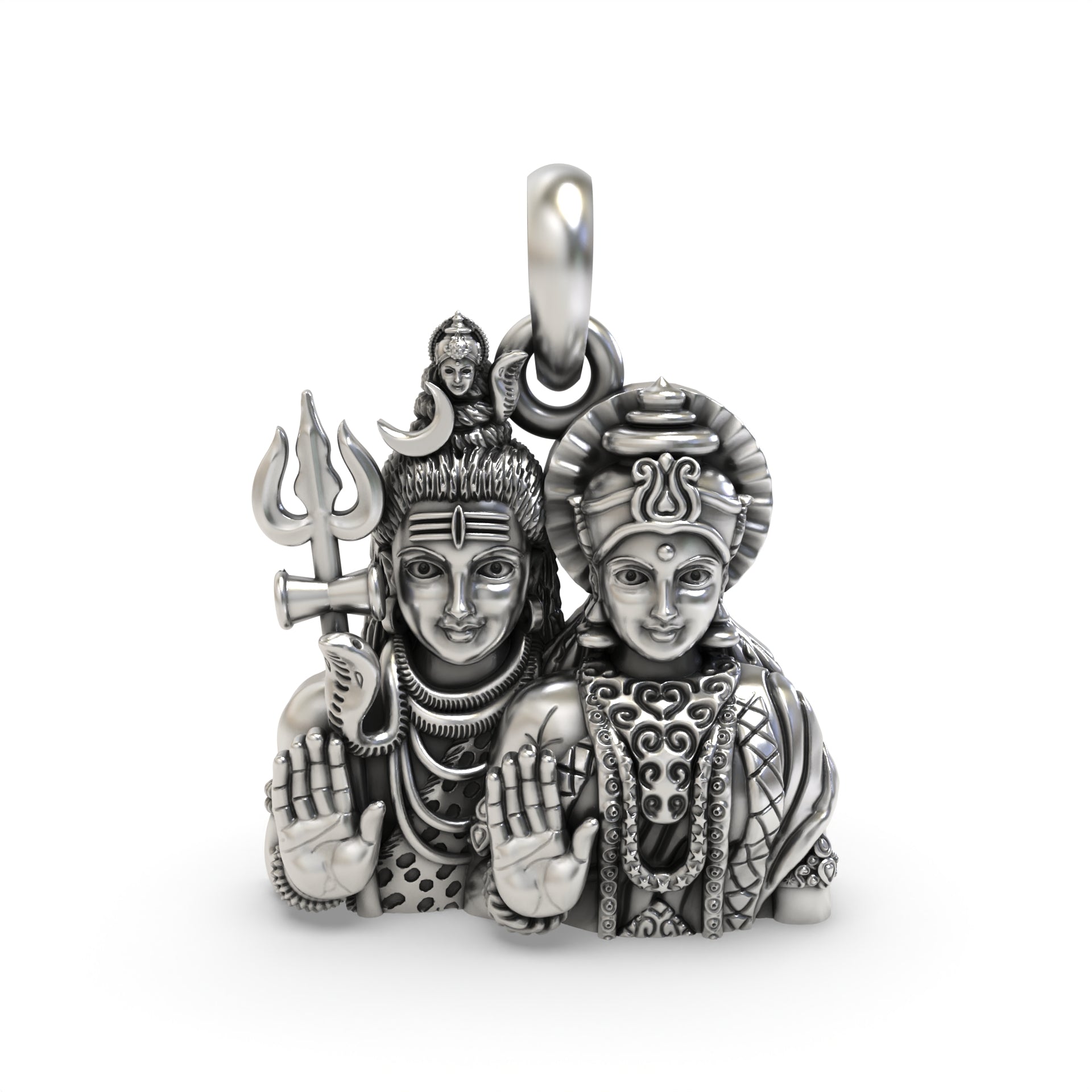 Silver Shiv Parvati Pendant