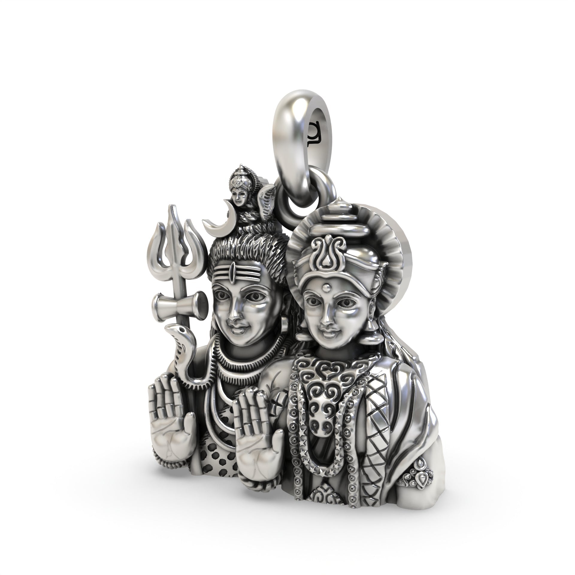 Silver Shiv Parvati Pendant