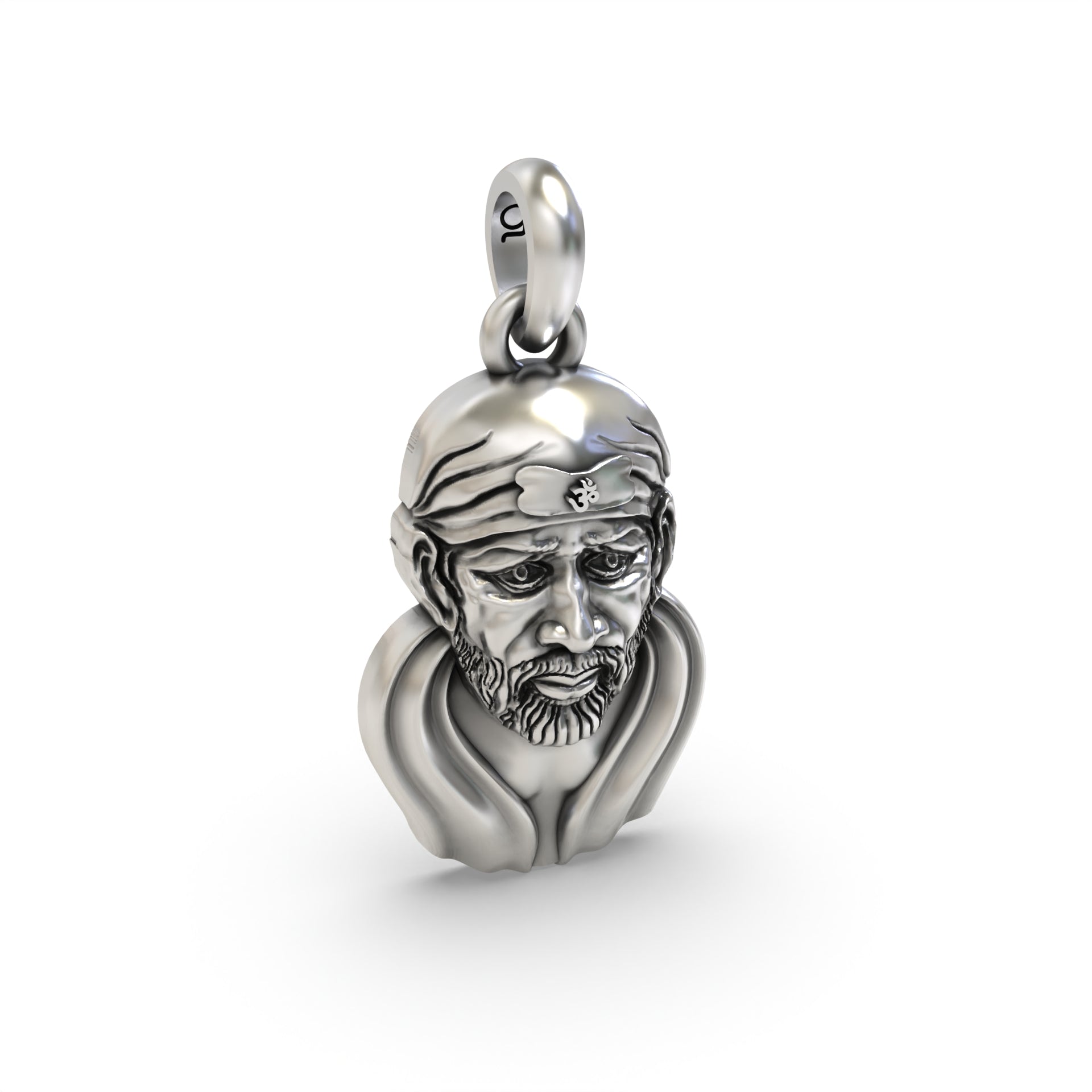 Silver Sai Baba Face Pendant