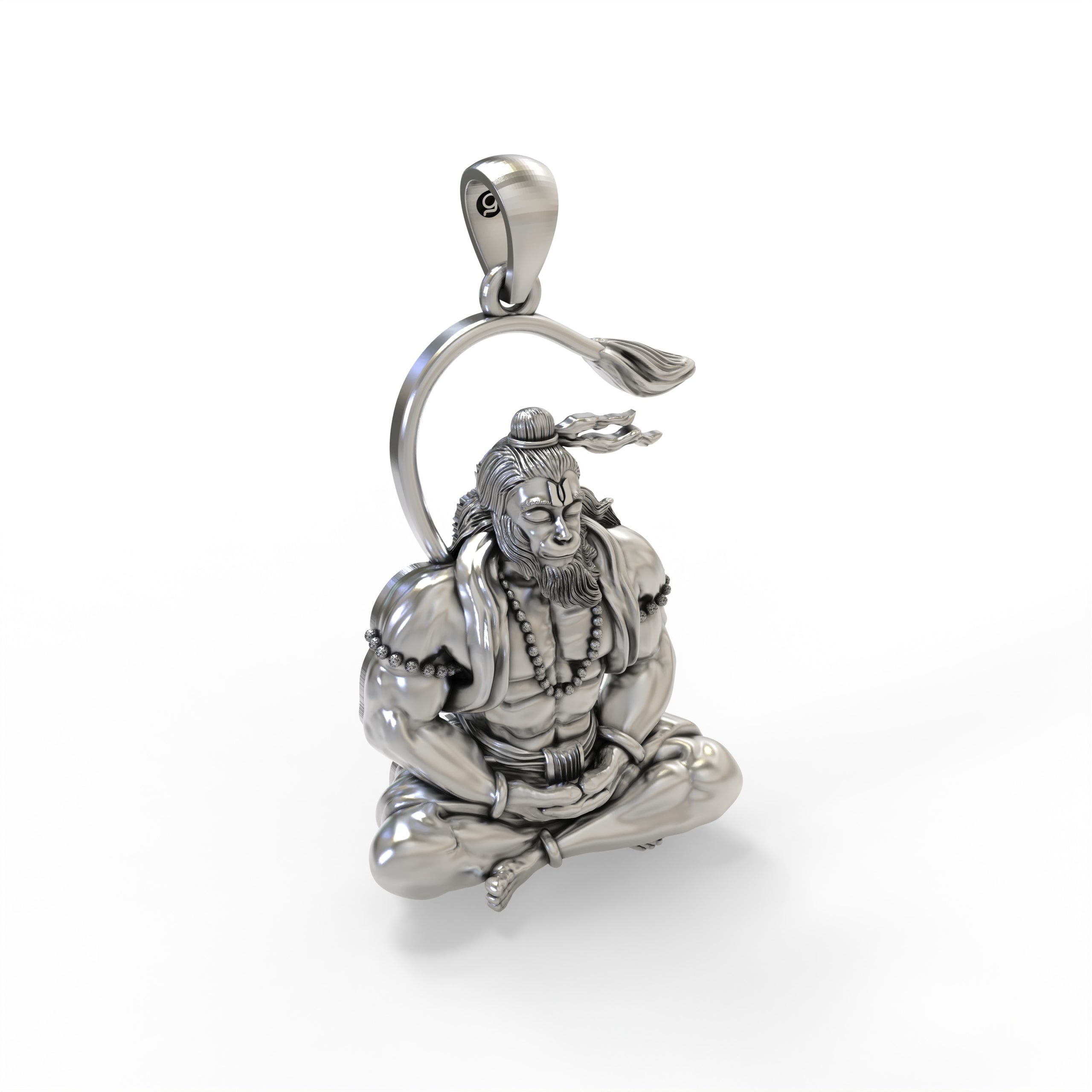 925 Silver Hanuman Meditation Pendant