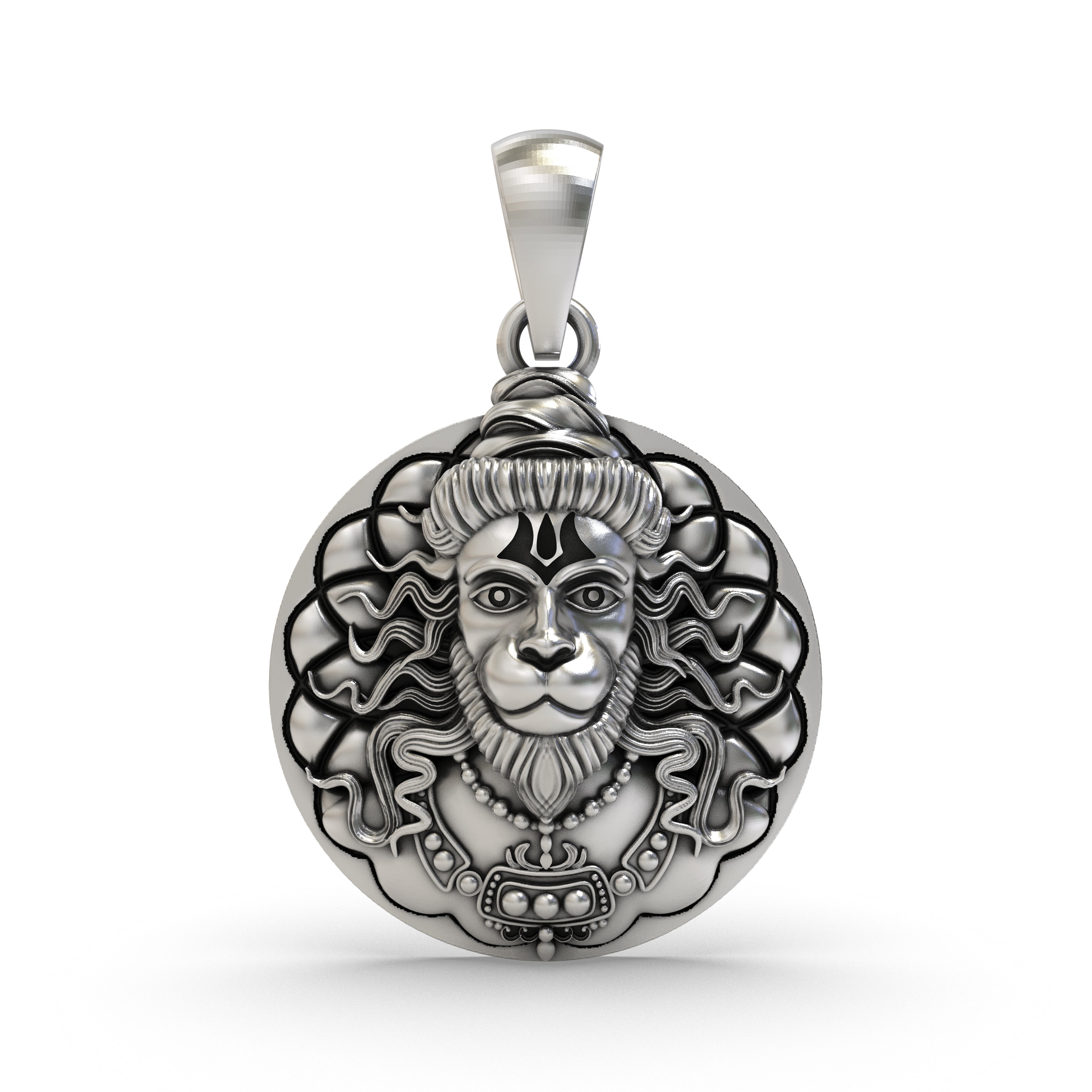 Silver Hanuman Coin Pendant - 925 Sterling Silver Spiritual Jewelry for Devotion & Protection