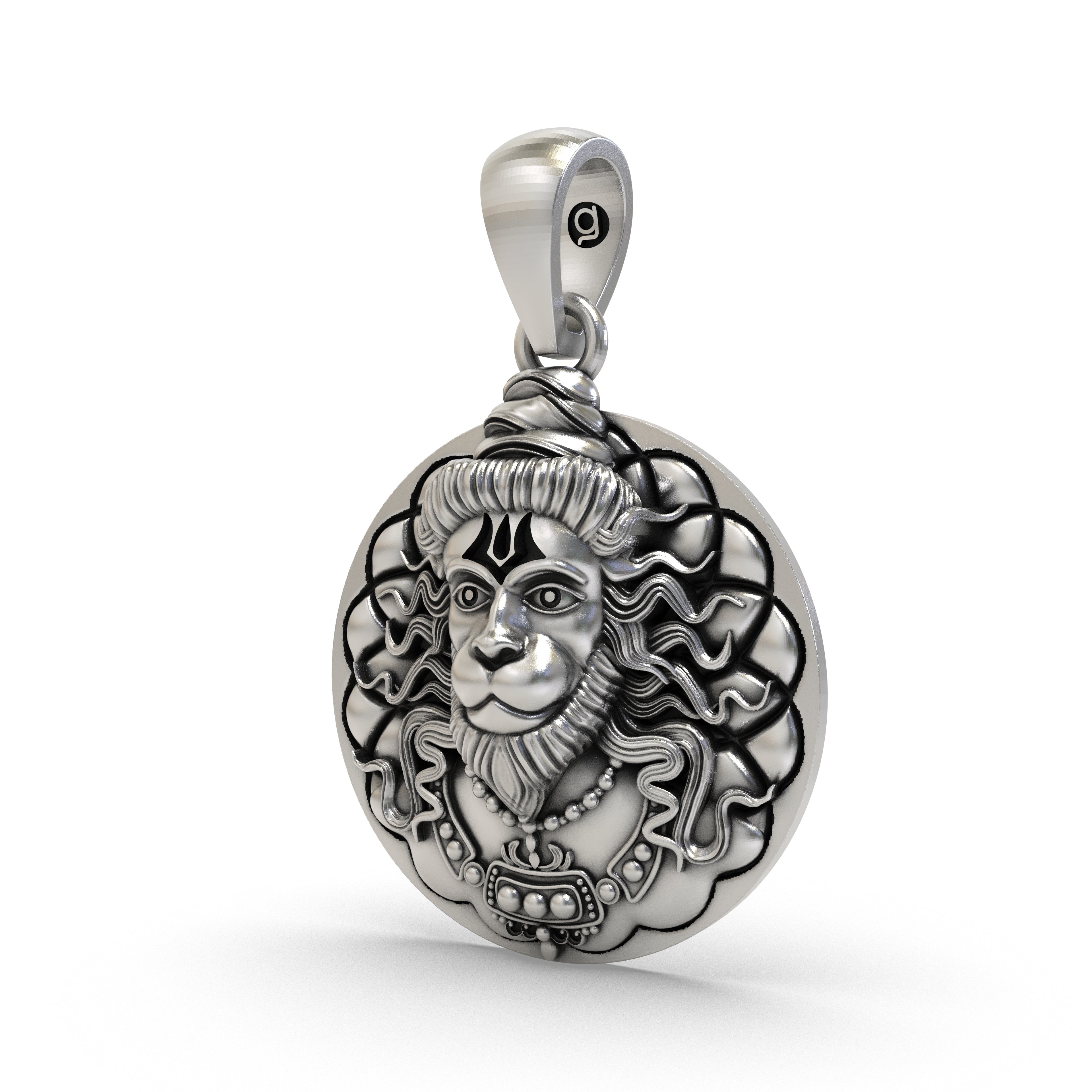 Silver Hanuman Coin Pendant - 925 Sterling Silver Spiritual Jewelry for Devotion & Protection