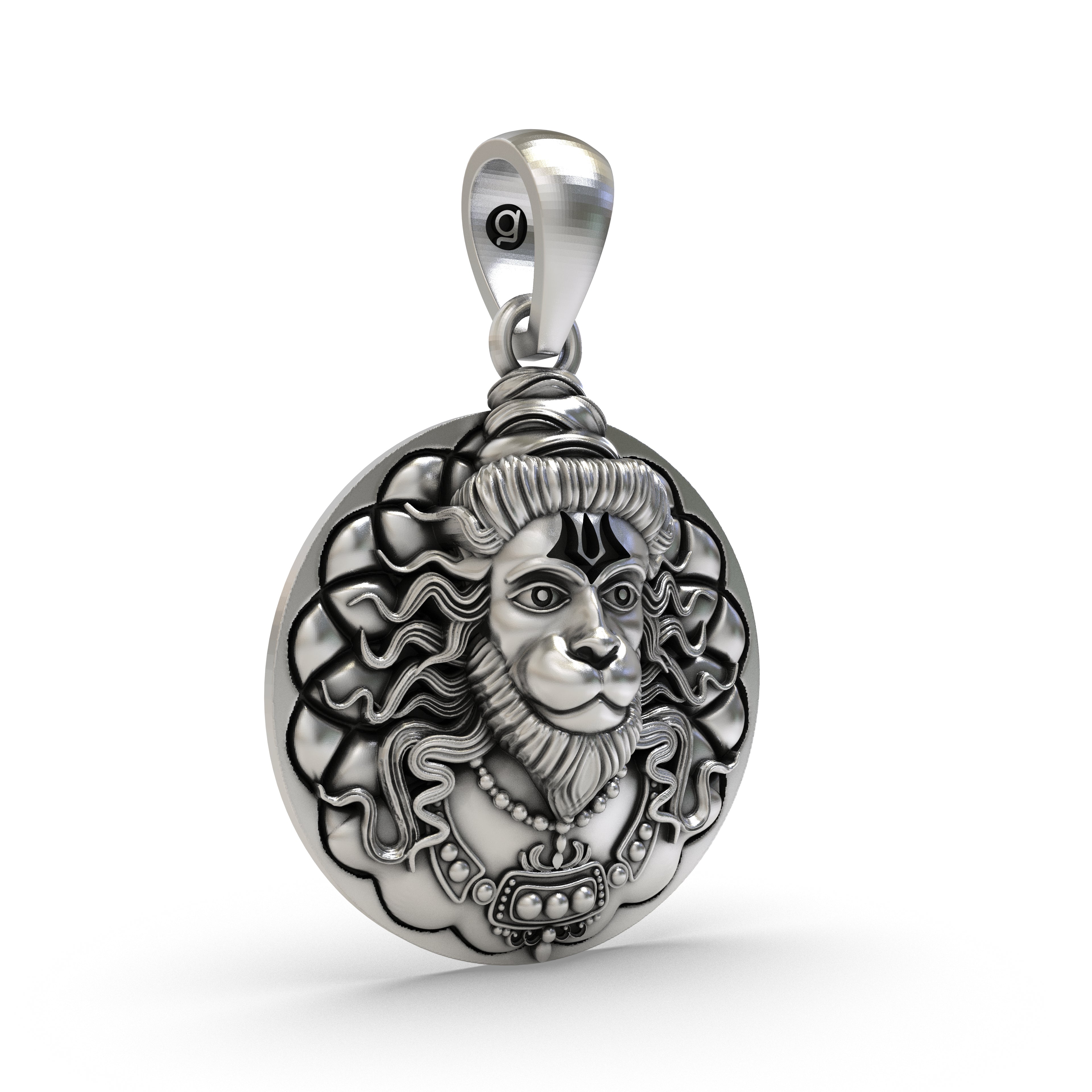 Silver Hanuman Coin Pendant - 925 Sterling Silver Spiritual Jewelry for Devotion & Protection