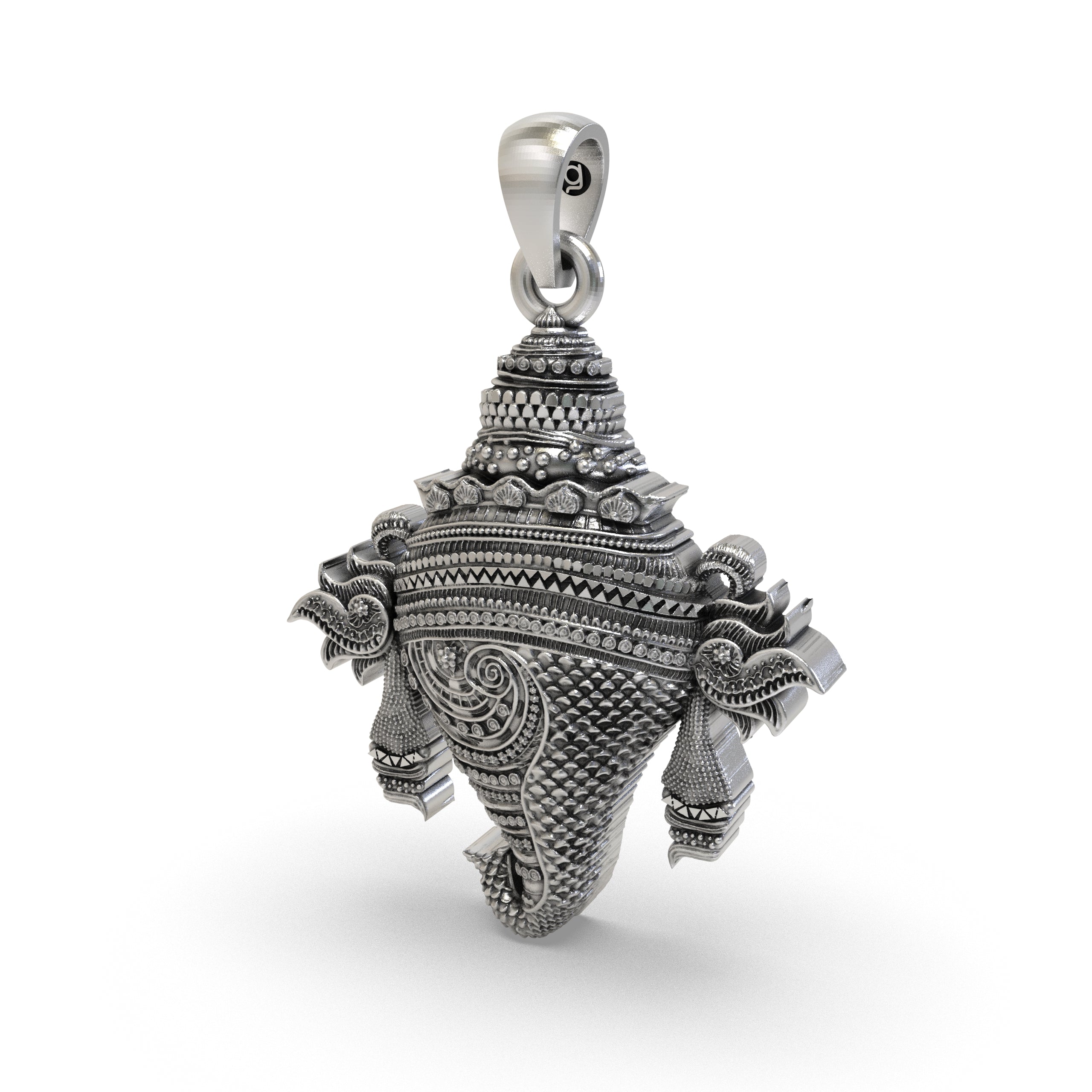 925 Sterling Silver Vishnu Shankh Pendant - Panchajanya