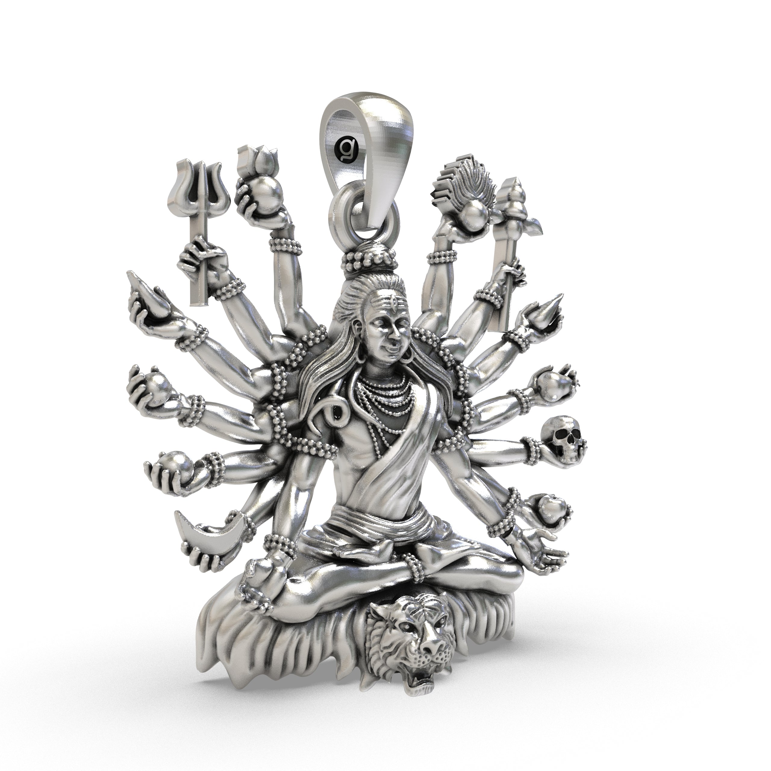 Silver Shiva Mudra Pendants for Meditation