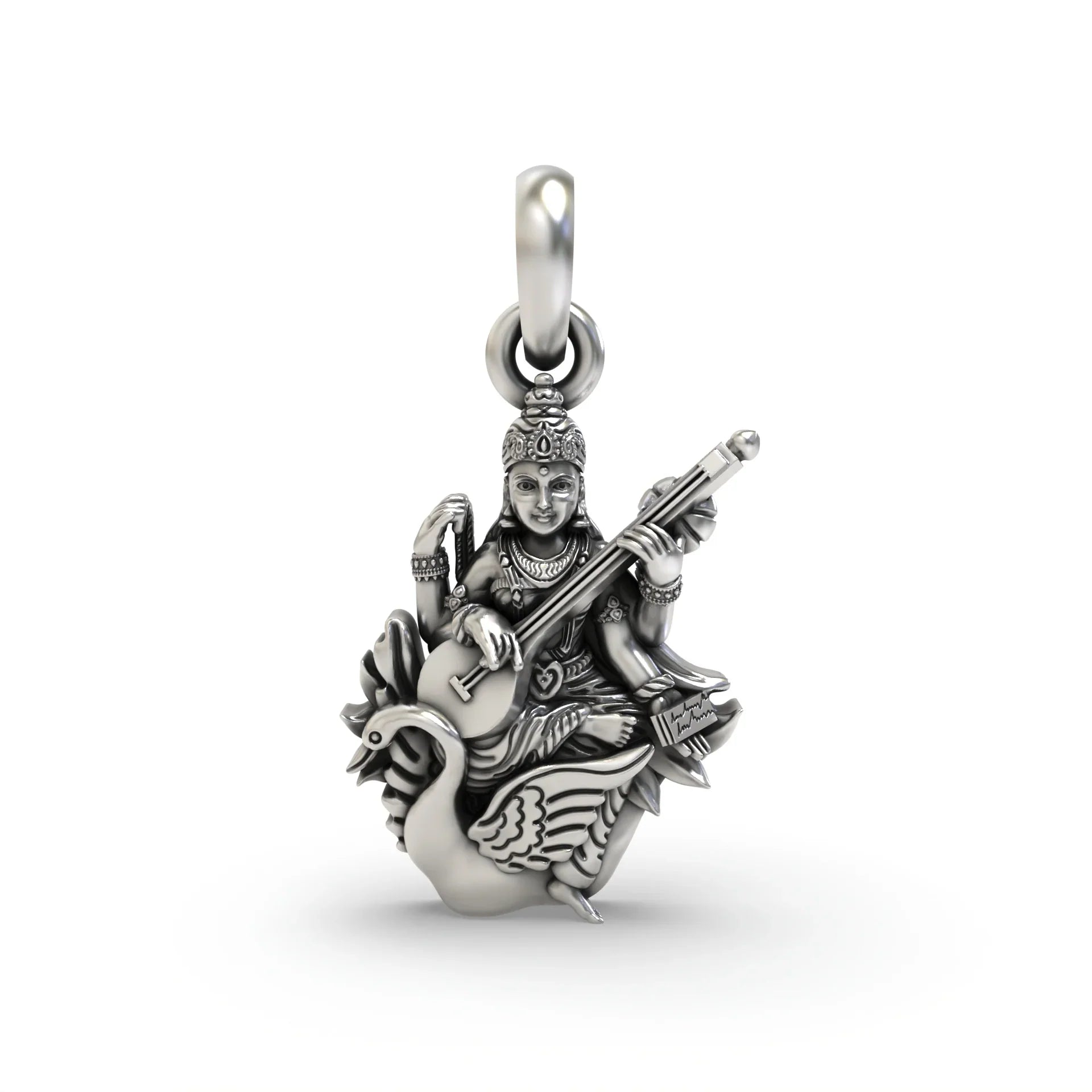 Sterling Silver Saraswati Maa Pendant